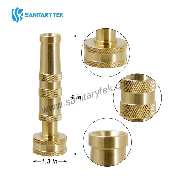 Brass garden hose nozzle, adjustable twist pressure sprayer