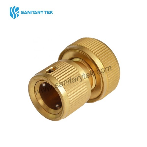Brass garden hose quick connector with stop - Image 3