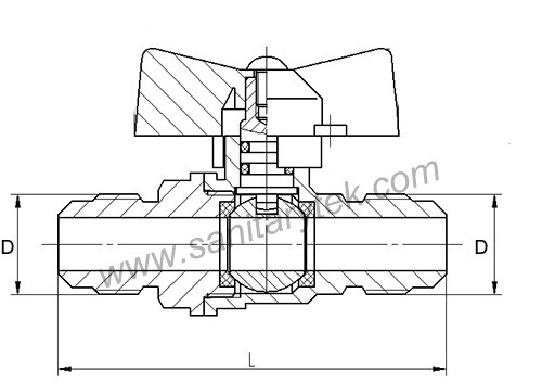 Brass gas ball valve, flare x flare, yellow butterfly handle