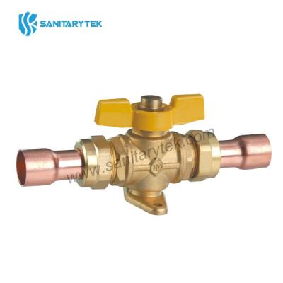 Brass gas ball valve, yellow steel flat handle