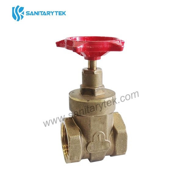 Brass gate valve with red castiron handwheel RUNNER - Image 2