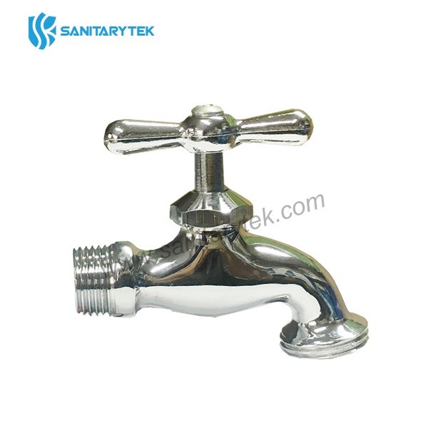 Brass hose bibb, polished, chrome plated