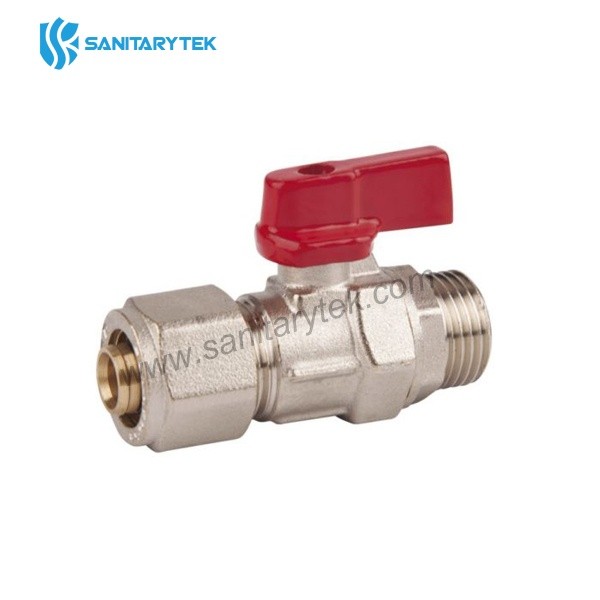 Brass mini ball valve for pex-al-pex pipe male (detachable type)