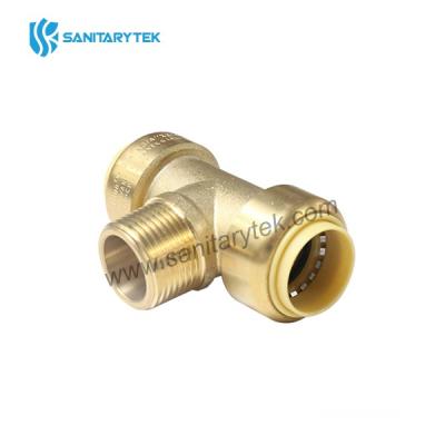Brass push fit tee male