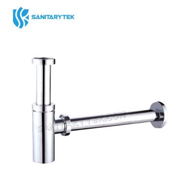 Chrome brass round basin bottle trap