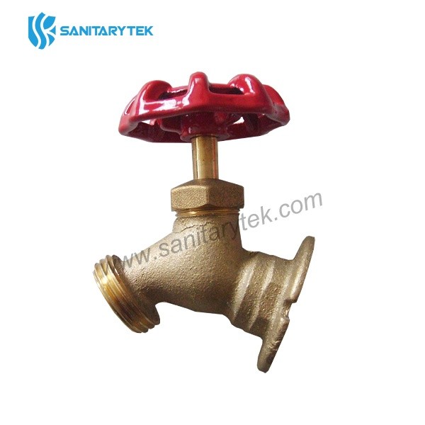 Brass sillcock valve, FPT x Male hose, red wheel handle - Image 3