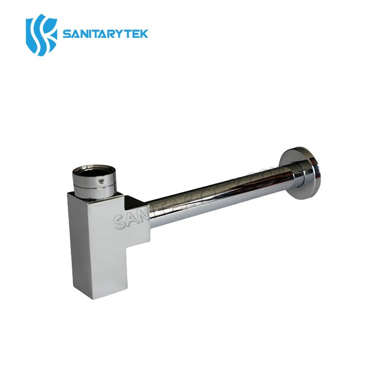 Brass square siphon bottle for washbasin chrome - Image 2