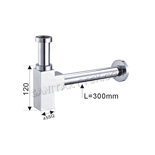 Brass square siphon bottle for washbasin chrome - Image 5