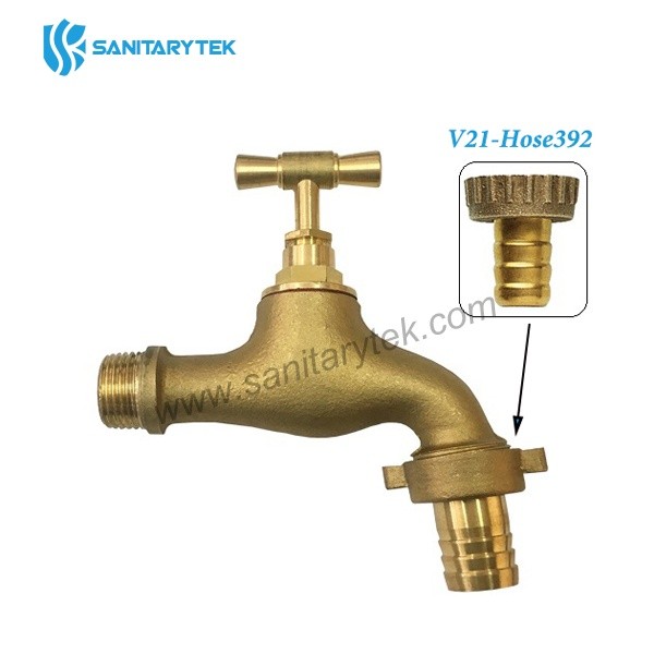 Brass stop bibcock with union for garden hose