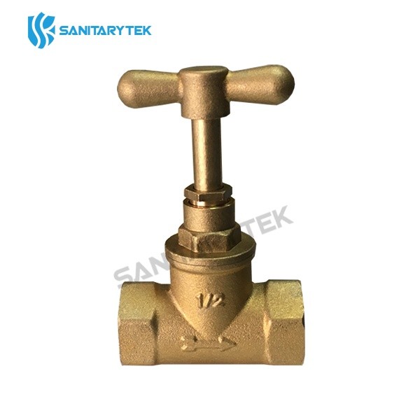 Brass stop valve F/F, with brass T handle