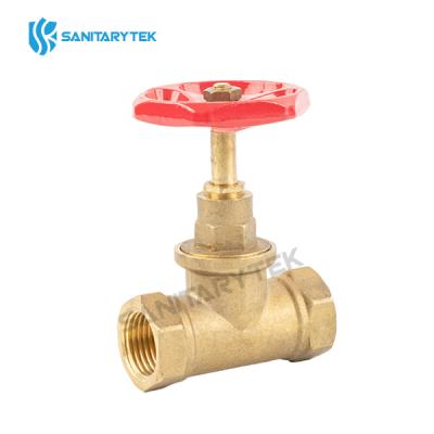 Brass stop valve FF, with red handwheel