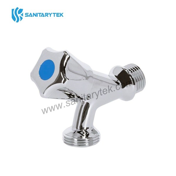 Brass tap for washing machine, chrome-plated