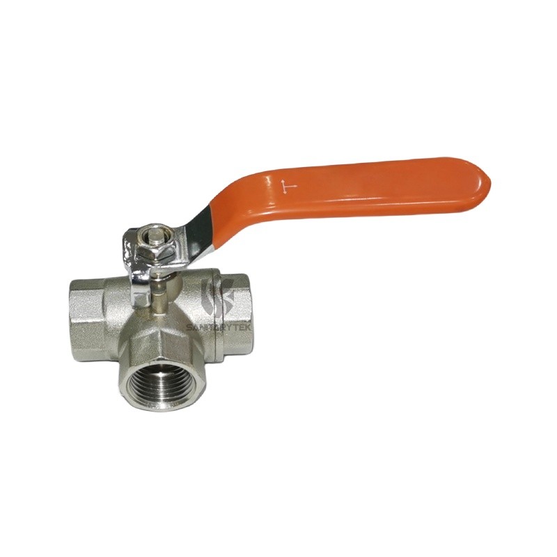 Brass three-way ball valve, female / horizontal