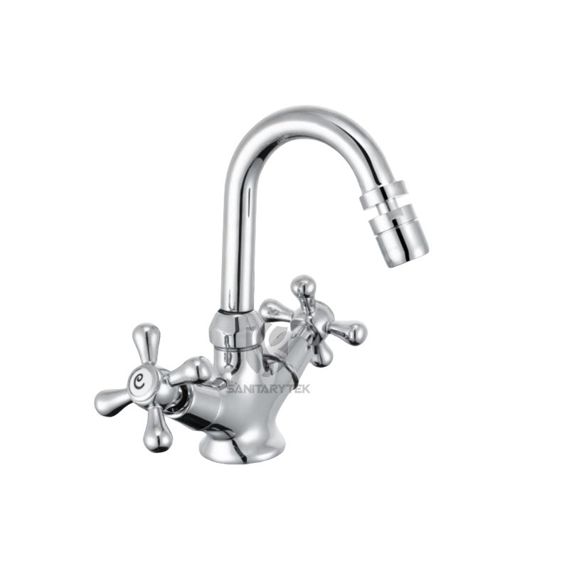 Bronze bidet mixer tap without pop-up waste