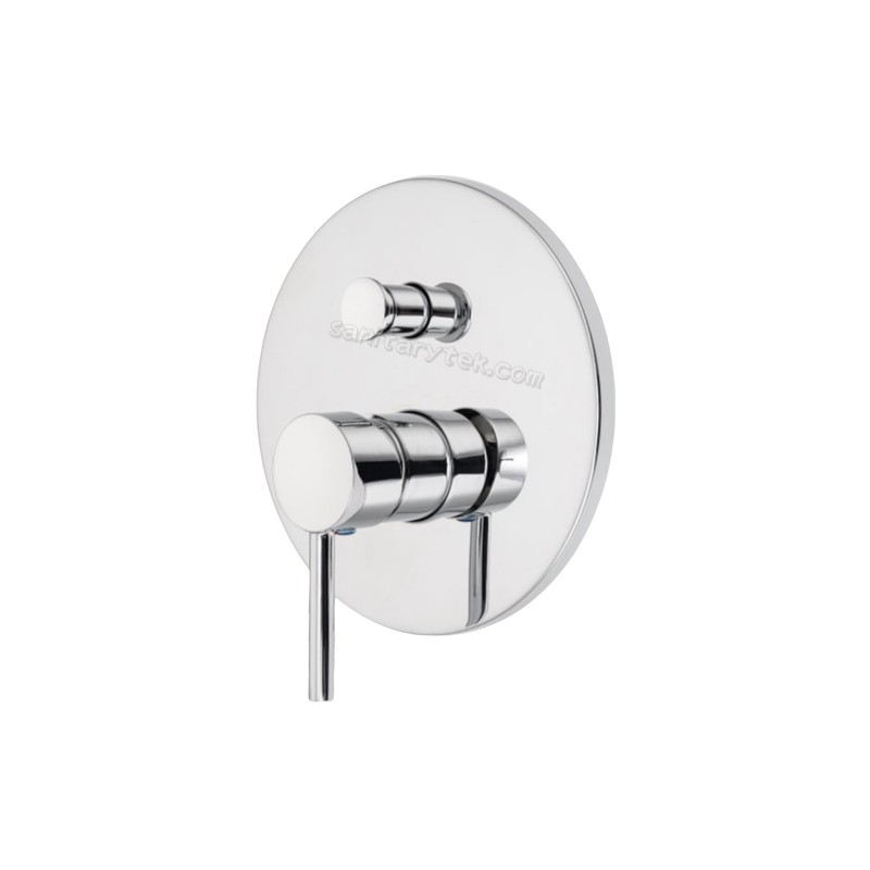 Chrome built-in bath shower mixer with diverter - Image 2