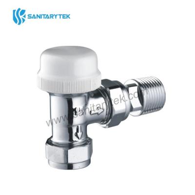 Chrome angle thermostatic radiator valve 15mm