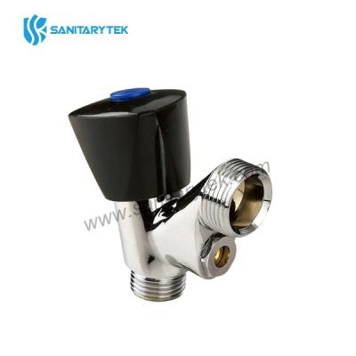 Chrome angle valve with aerator (Beluchterkranen verchroomd met knop zwart)