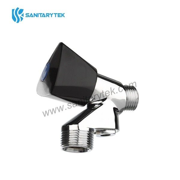 Chrome angle valve with aerator (Beluchterkranen verchroomd met knop zwart)