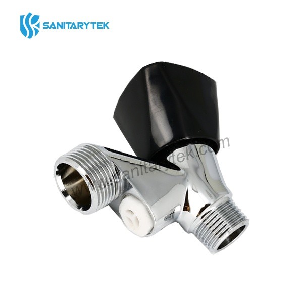 Chrome angle valve with aerator (Beluchterkranen verchroomd met knop zwart)