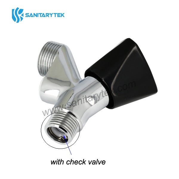 Chrome angle valve with aerator (Beluchterkranen verchroomd met knop zwart)