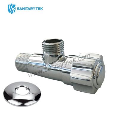 Chrome brass angle valve, ceramic cartridge, with rosette