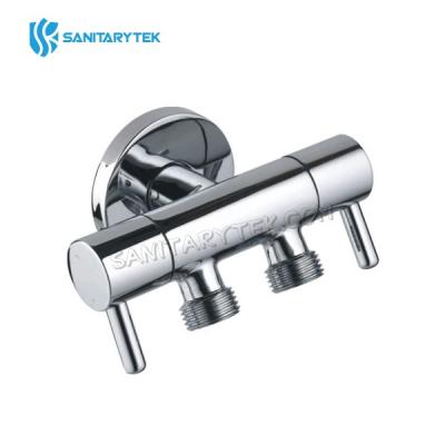 Chrome brass angle valve with double outlet