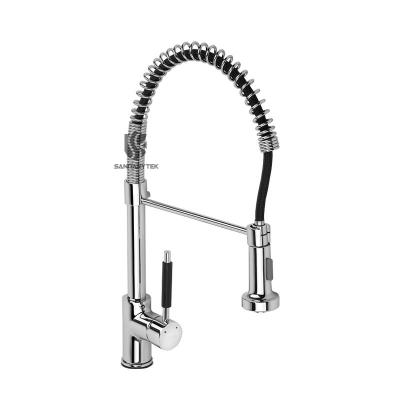 Chrome brass single handle swivel pull out spray spout kitchen faucet mixer tap