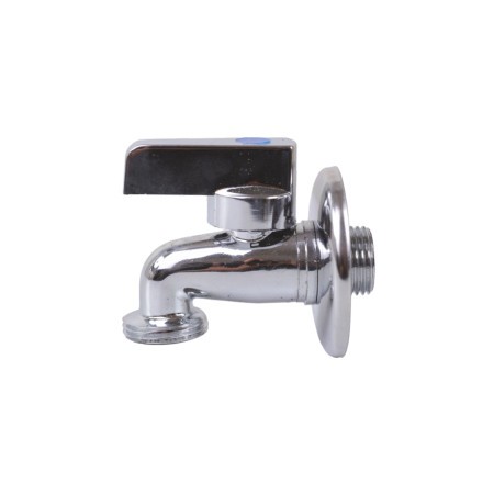 Chrome brass tap for washing machine with rosette