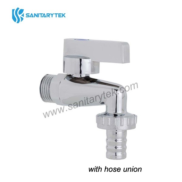 Chrome brass tap for washing machine with rosette