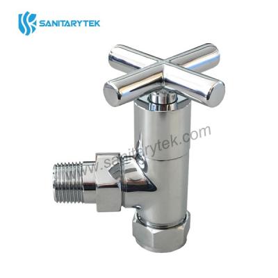 Chrome cross head angled traditional radiator valve