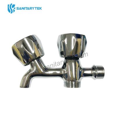 Chrome double handle bibcock for washing machine