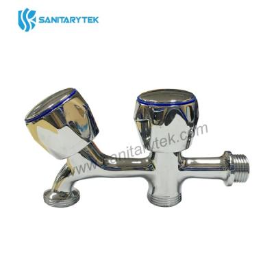 Chrome double bib tap for washing machine and dishwasher