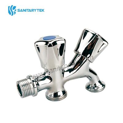 Chrome double handle tap for washing machine and dishwasher