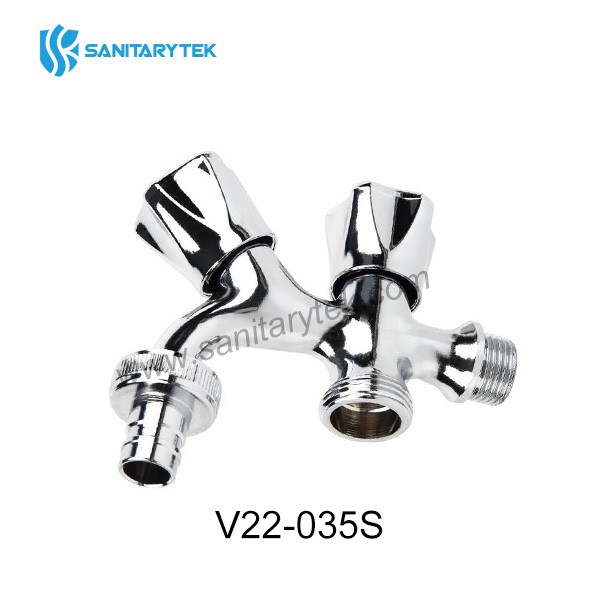 Chrome double handle tap for washing machine and dishwasher