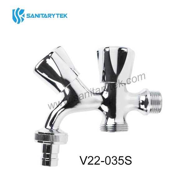 Chrome double handle tap for washing machine and dishwasher