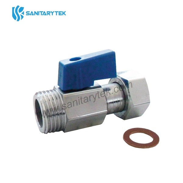 Chrome mini ball valve with loose nut and washer, F/M