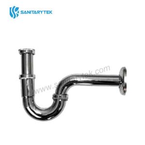 Chrome plastic P trap siphon 11/4 for washbasin, with rosette