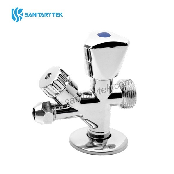 Chrome-plated angle stop valve for washing machine connection - Image 2