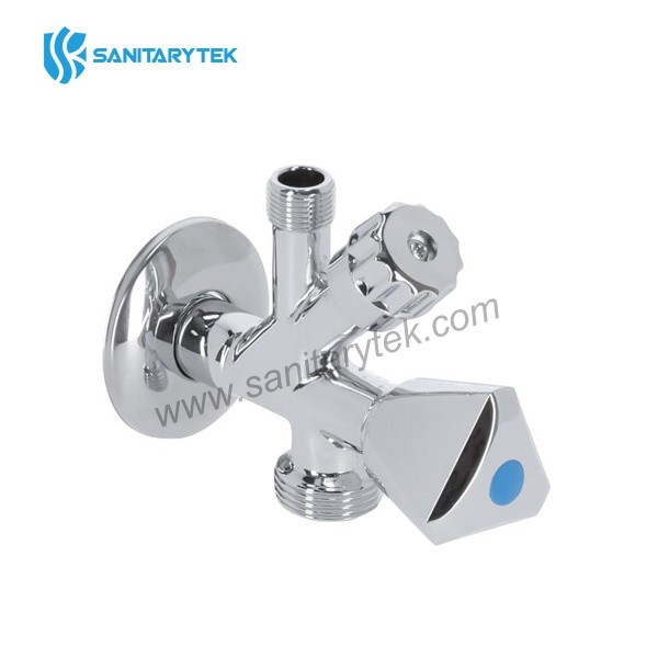 Chrome-plated angle stop valve for washing machine connection - Image 3