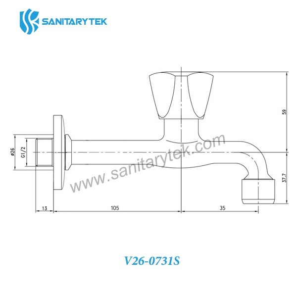 Chrome-plated brass outdoor tap