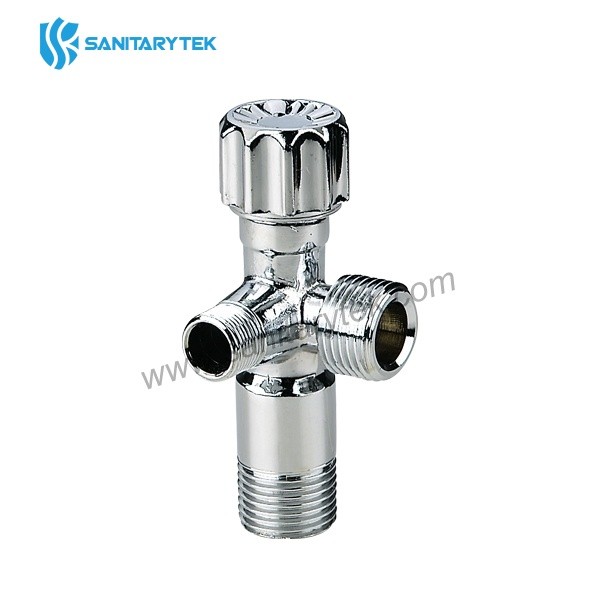 Chrome-plated double angle valve with rosette - Image 2