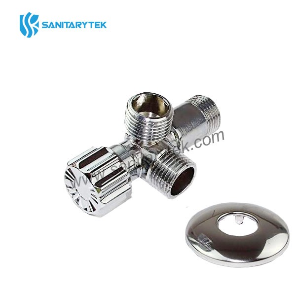 Chrome-plated double angle valve with rosette - Image 3