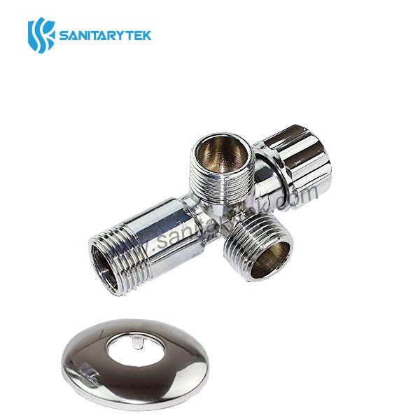 Chrome-plated double angle valve with rosette - Image 4