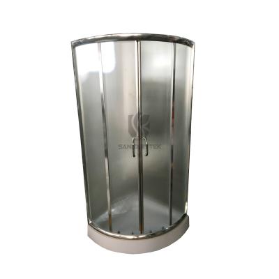 Chrome rounded shower enclosure + shower tray  - 6mm fabric glass
