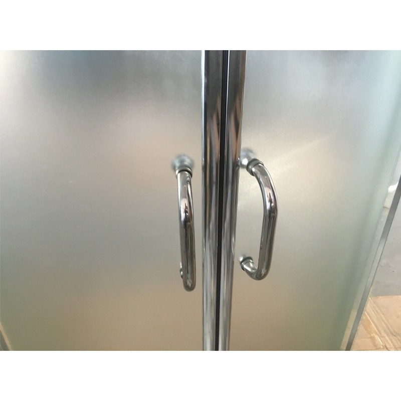 Chrome rounded shower enclosure + shower tray - 6mm fabric glass - Image 4