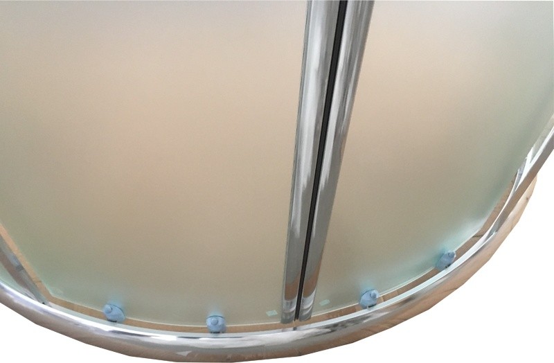 Chrome rounded shower enclosure + shower tray - 6mm fabric glass - Image 5