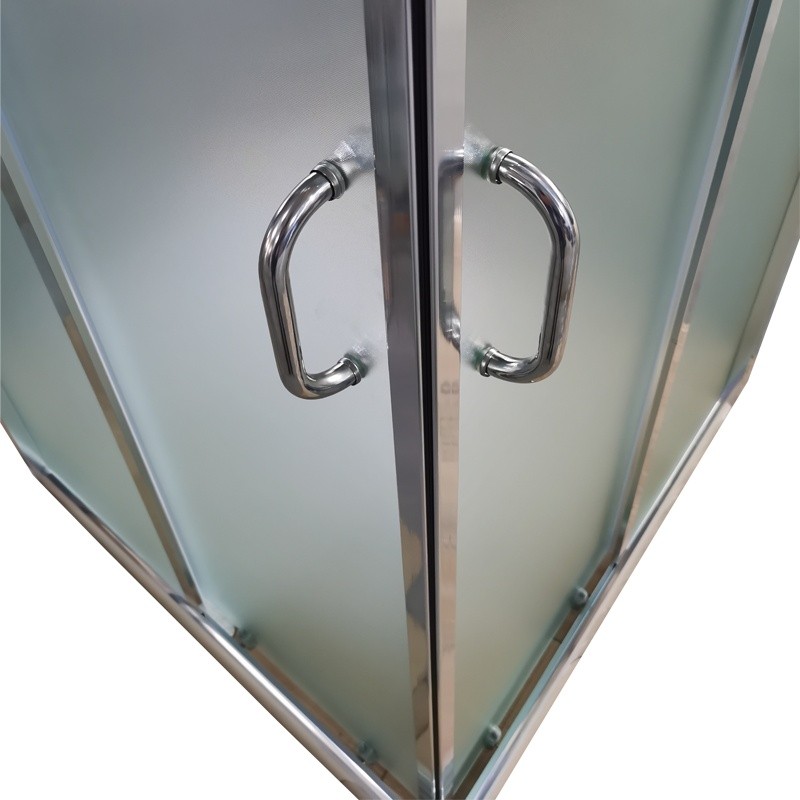 Chrome square shower enclosure + shower tray - 6mm fabric glass