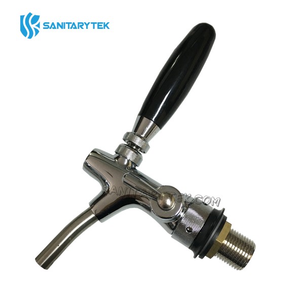 Chromed brass tap for beer tap with compensator