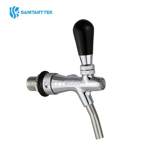 Chromed brass tap for beer tap with compensator