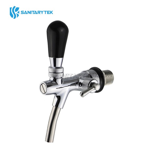 Chromed brass tap for beer tap with compensator